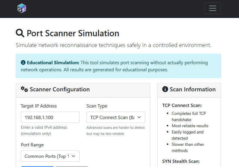 Animated GIF showcasing port scanning in OS³.