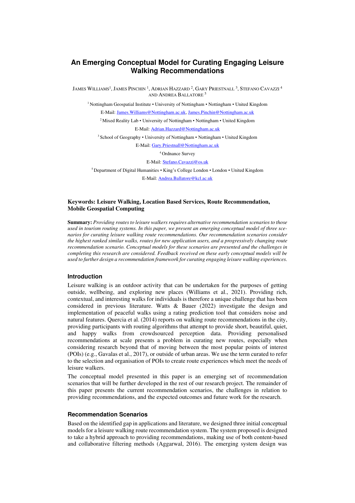 Cover for An Emerging Conceptual Model for Curating Engaging Leisure Walking Recommendations