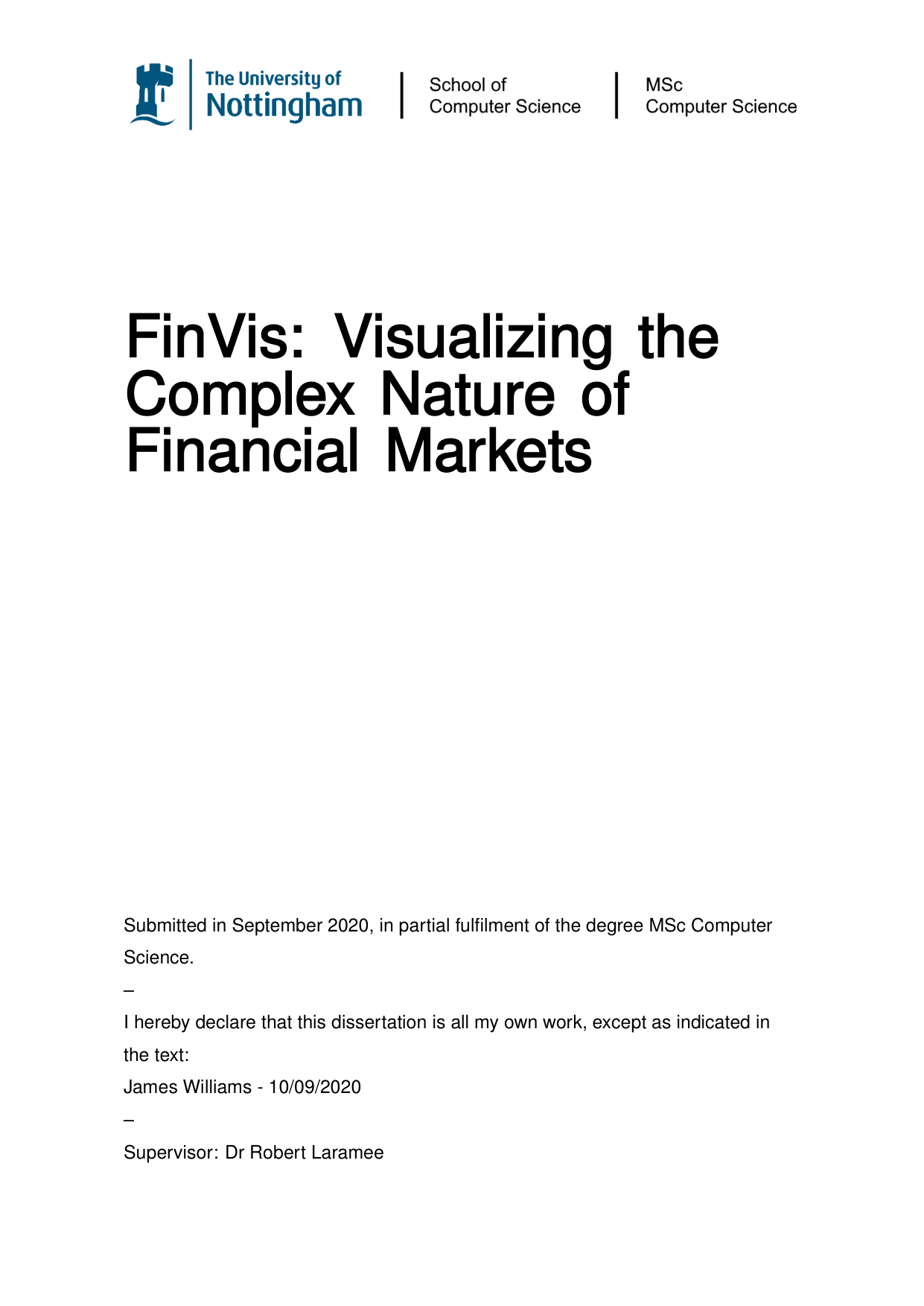 Cover for FinVis: Visualizing the Complex Nature of Financial Markets